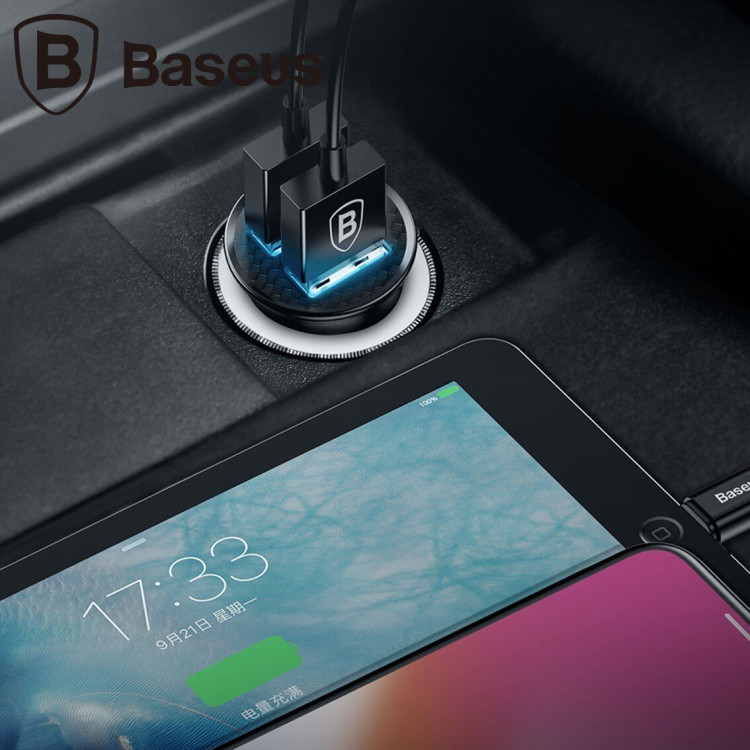 Автомобильное зарядное устройство Baseus Circular 30W Dual QC3.0 Quick Charger (белый)