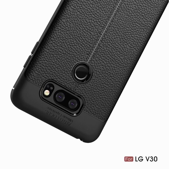Чехол-накладка Litchi Grain для LG V30 (черный)