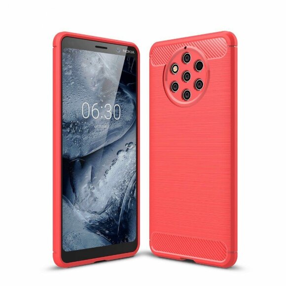 Чехол-накладка Carbon Fibre для Nokia 9 PureView (красный)