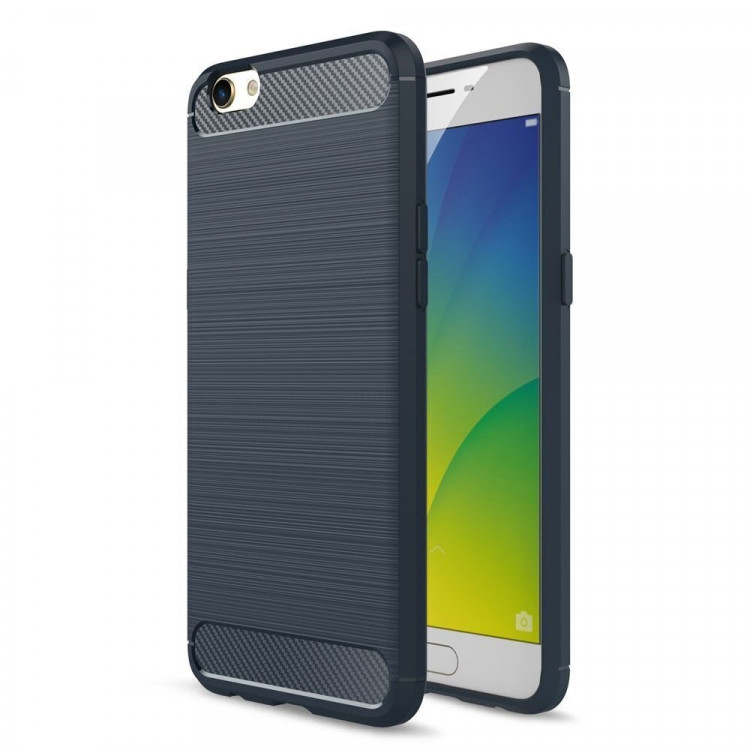 Чехол-накладка Carbon Fibre для Oppo R9s Plus (темно-синий)