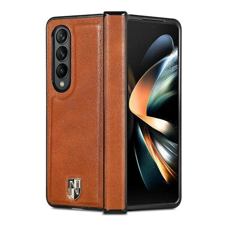 Чехол из натуральной кожи для Samsung Galaxy Z Fold4 (коричневый)