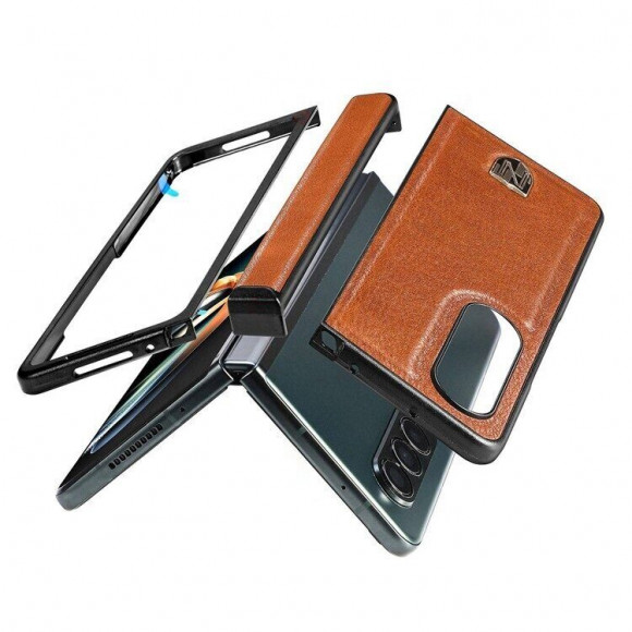 Чехол из натуральной кожи для Samsung Galaxy Z Fold4 (коричневый)