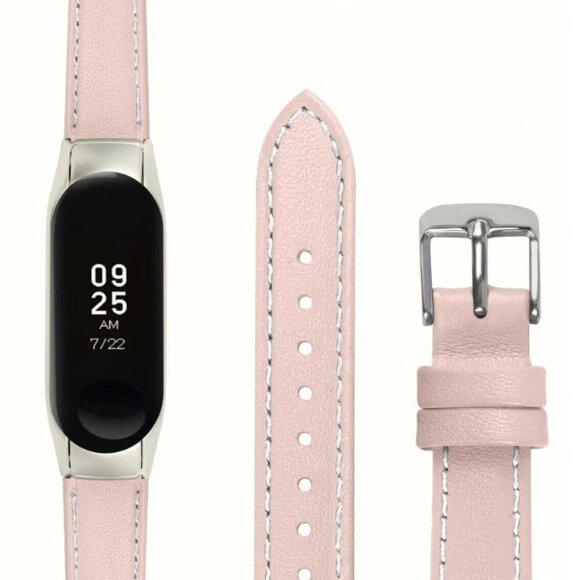 Кожаный ремешок для Xiaomi Mi Band 5 (розовый) Кожаный ремешок для Xiaomi Mi Band 5 (розовый)