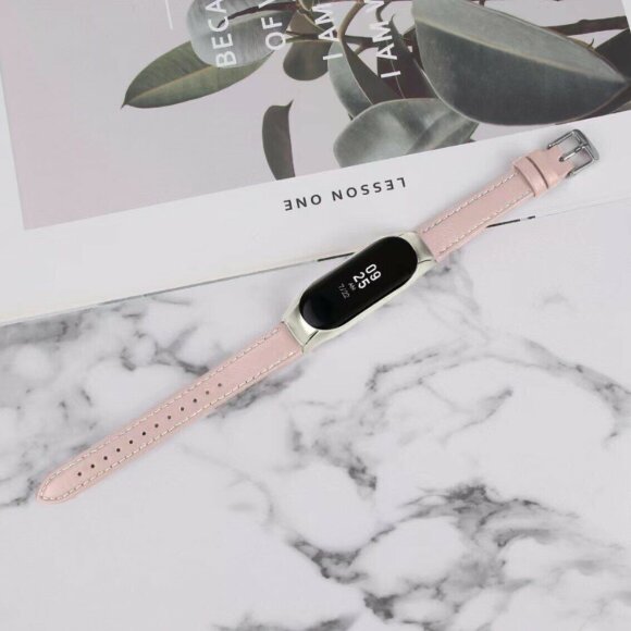 Кожаный ремешок для Xiaomi Mi Band 5 (розовый) Кожаный ремешок для Xiaomi Mi Band 5 (розовый)