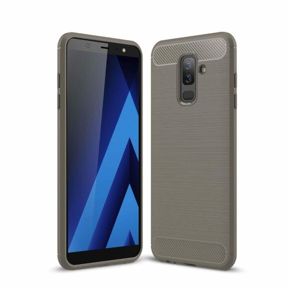 Чехол-накладка Carbon Fibre для Samsung Galaxy J8 (2018) (серый)