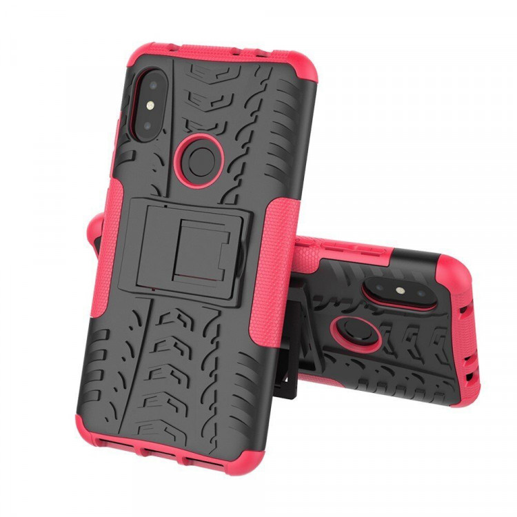 Чехол Hybrid Armor для Xiaomi Redmi Note 6 Pro (черный + розовый)