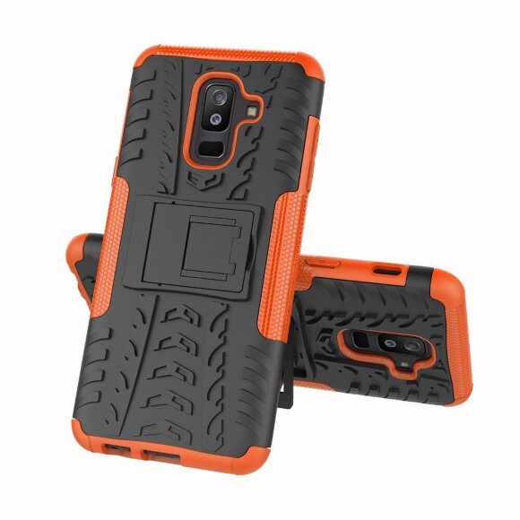 Чехол Hybrid Armor для Samsung Galaxy A6+ (Plus) (черный + оранжевый)