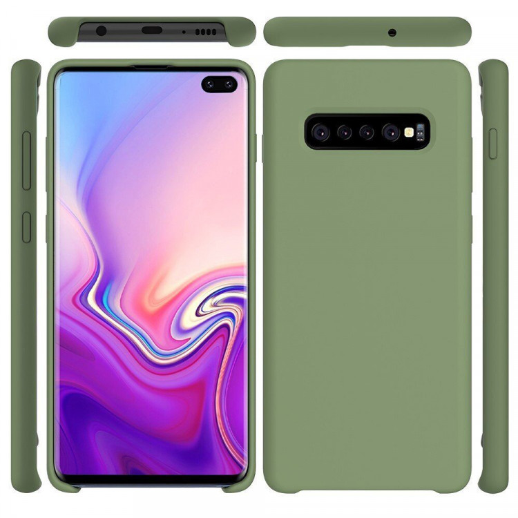Силиконовый чехол Mobile Shell для Samsung Galaxy S10+ (Plus) (темно-зеленый)