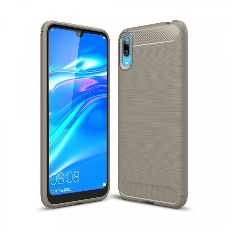 Чехол-накладка Carbon Fibre для Huawei Y7 Pro (2019) / Enjoy 9 (серый)