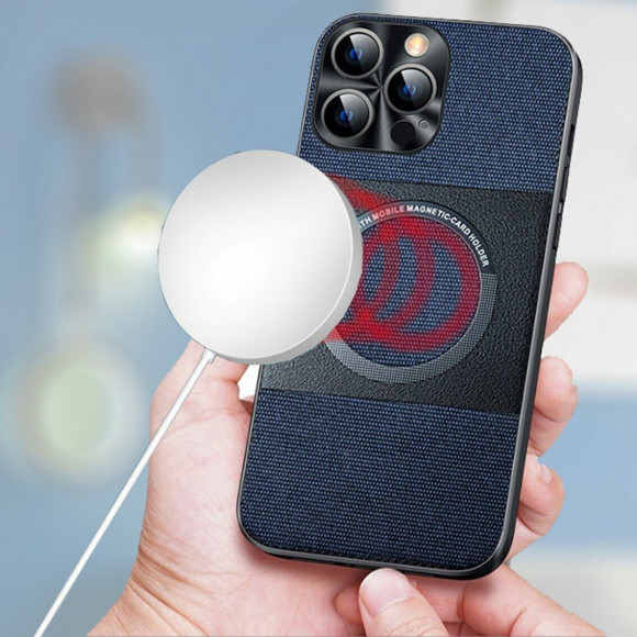 Тканевый чехол Electroplated MagSafe для iPhone 13 Pro (черный)