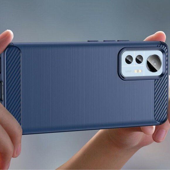 Чехол-накладка Carbon Fibre для Xiaomi 12 Lite (темно-синий) Чехол-накладка Carbon Fibre для Xiaomi 12 Lite (темно-синий)