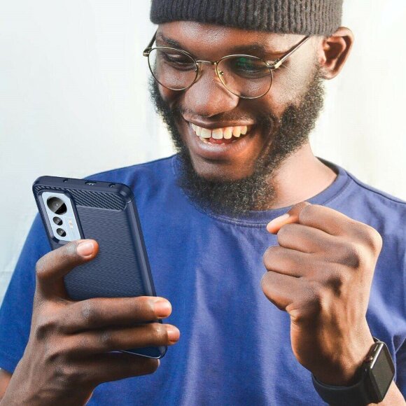 Чехол-накладка Carbon Fibre для Xiaomi 12 Lite (темно-синий) Чехол-накладка Carbon Fibre для Xiaomi 12 Lite (темно-синий)