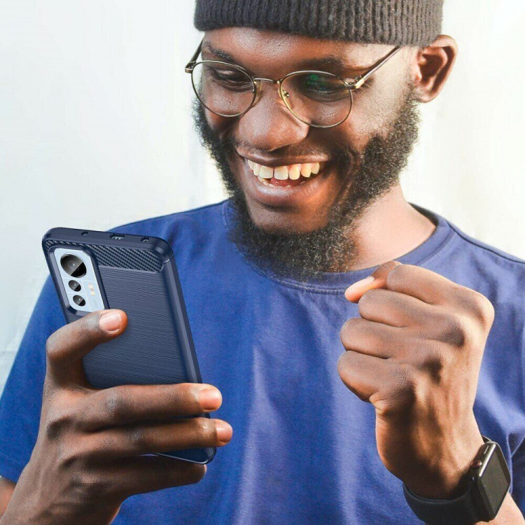 Чехол-накладка Carbon Fibre для Xiaomi 12 Lite (темно-синий)