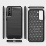 Чехол-накладка Carbon Fibre для Samsung Galaxy S22 (темно-синий)