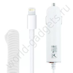 Автомобильная зарядка Lightning для iPhone 5/iPodTouch 5 (40-130см.)
