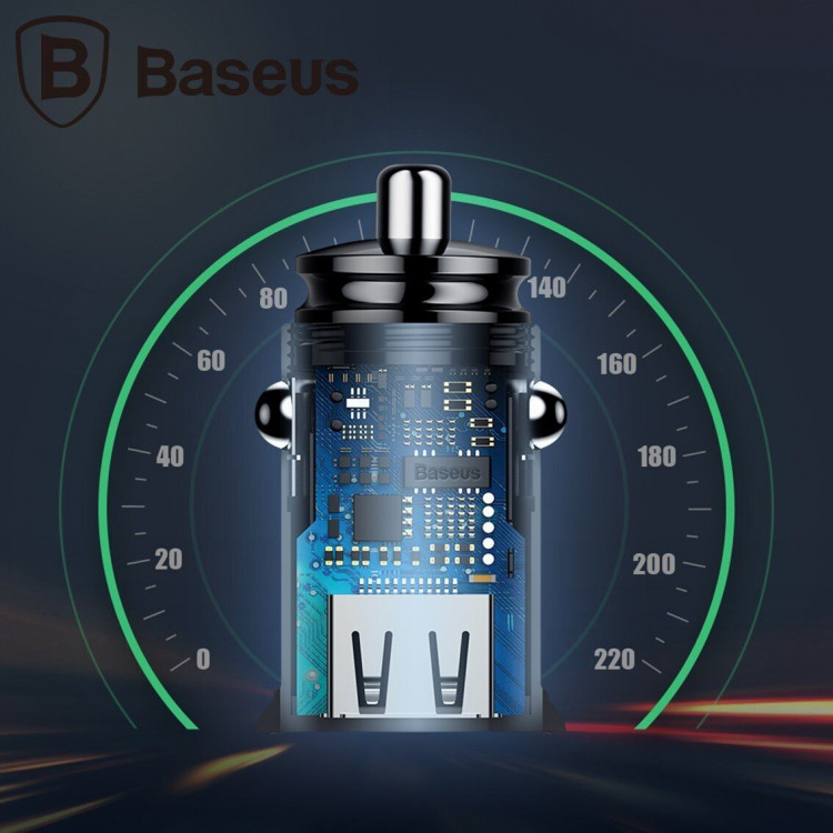 Автомобильное зарядное устройство Baseus Circular 30W Dual QC3.0 Quick Charger (черный)