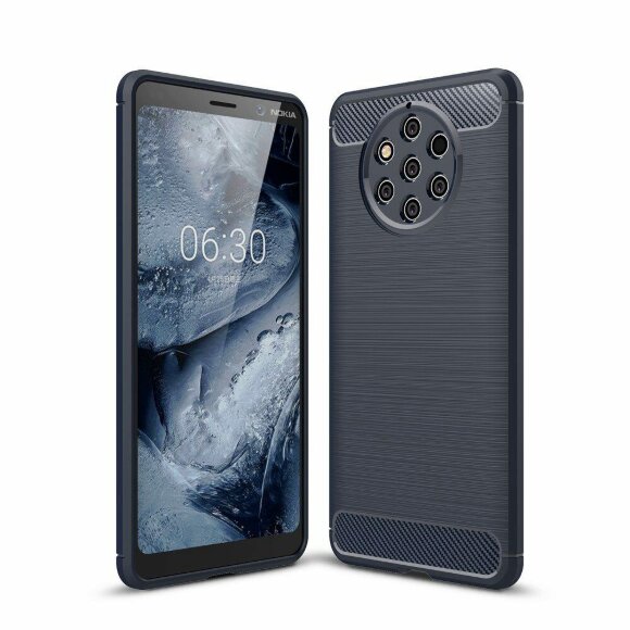 Чехол-накладка Carbon Fibre для Nokia 9 PureView (темно-синий)