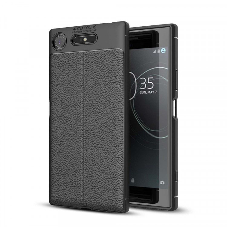 Чехол-накладка Litchi Grain для Sony Xperia XZ1 (черный)