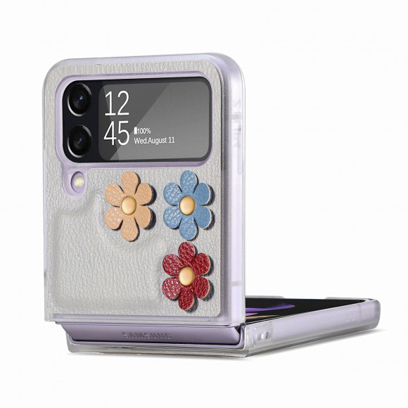 Чехол 3D Flower для Samsung Galaxy Z Flip 4 (серый)