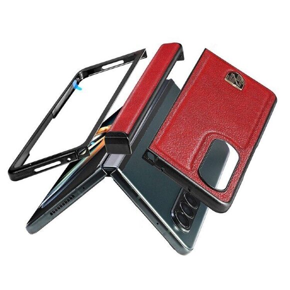 Чехол из натуральной кожи для Samsung Galaxy Z Fold4 (красный)