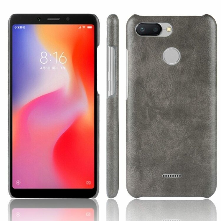 Чехол Litchi Texture для Xiaomi Redmi 6 (серый)