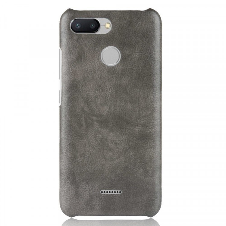 Чехол Litchi Texture для Xiaomi Redmi 6 (серый)