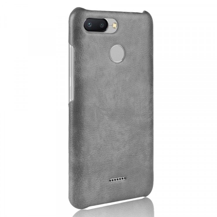Чехол Litchi Texture для Xiaomi Redmi 6 (серый)