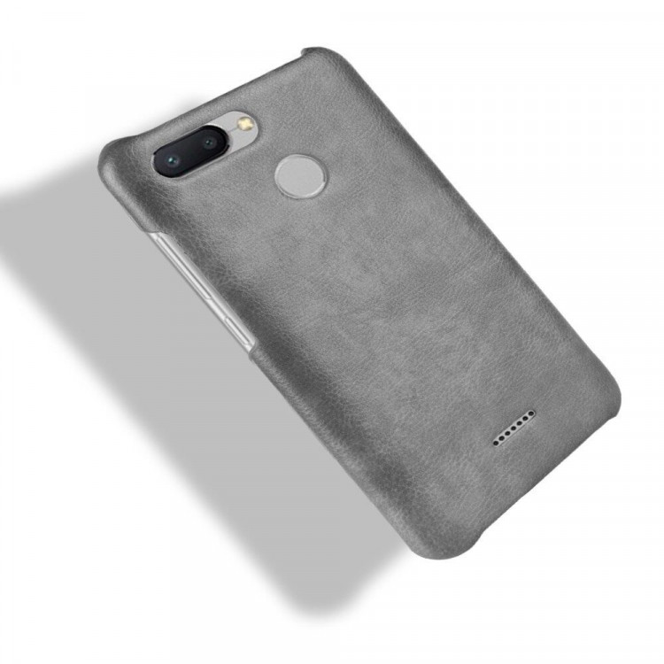 Чехол Litchi Texture для Xiaomi Redmi 6 (серый)
