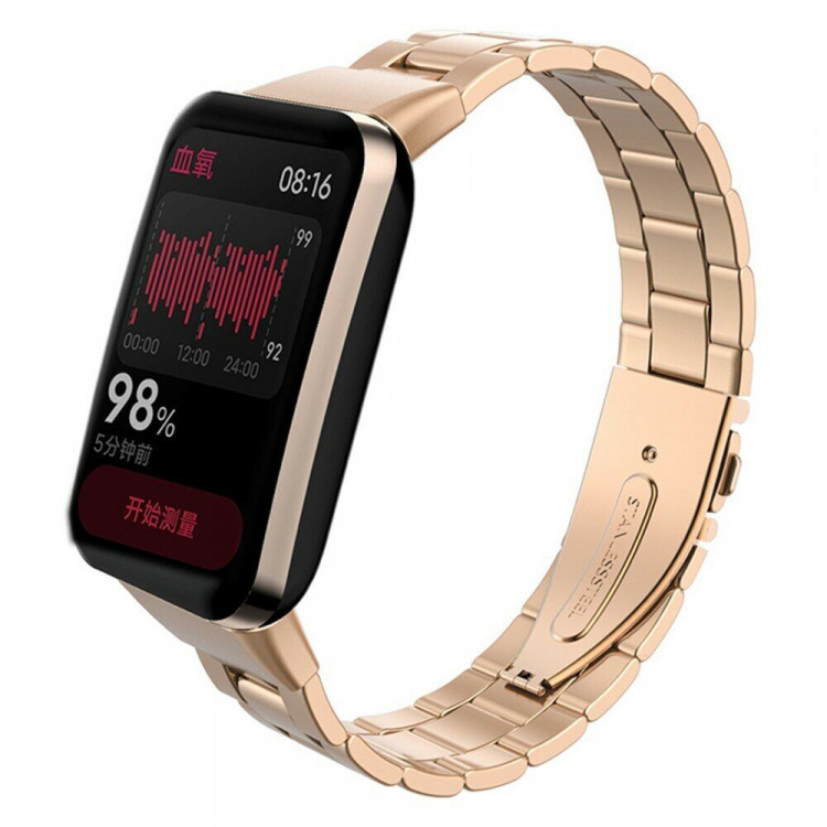 Стальной браслет для Xiaomi Smart Band 7 Pro (розовое золото)