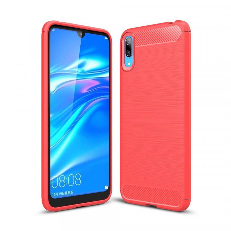 Чехол-накладка Carbon Fibre для Huawei Y7 Pro (2019) / Enjoy 9 (красный)
