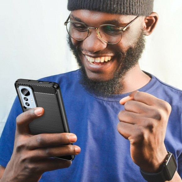 Чехол-накладка Carbon Fibre для Xiaomi 12 Lite (черный) Чехол-накладка Carbon Fibre для Xiaomi 12 Lite (черный)