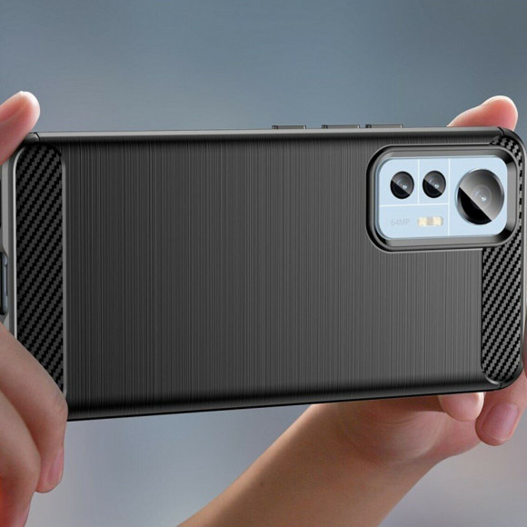 Чехол-накладка Carbon Fibre для Xiaomi 12 Lite (черный) Чехол-накладка Carbon Fibre для Xiaomi 12 Lite (черный)