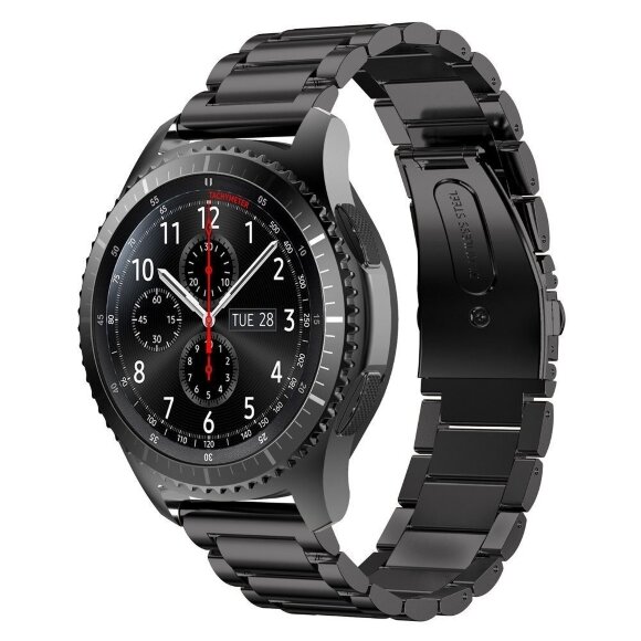 Стальной браслет Solid Stainless для Samsung Gear S3 Frontier / S3 Classic / Galaxy Watch 46мм / Watch 3 (45мм) (черный)