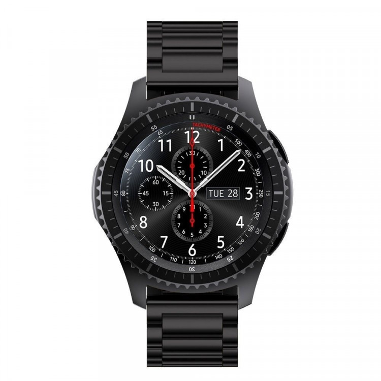 Стальной браслет Solid Stainless для Samsung Gear S3 Frontier / S3 Classic / Galaxy Watch 46мм / Watch 3 (45мм) (черный)
