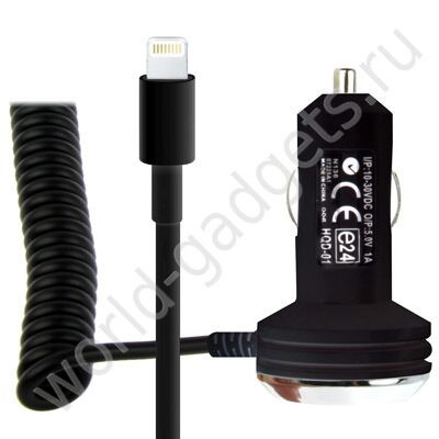 Автомобильная зарядка Lightning для iPhone 5/iPodTouch 5 (40-130см.)