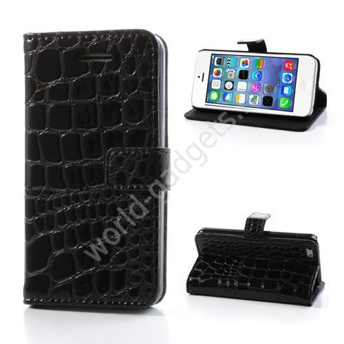 Горизонтальный чехол Crocodile Style для iPhone 5C (черный)