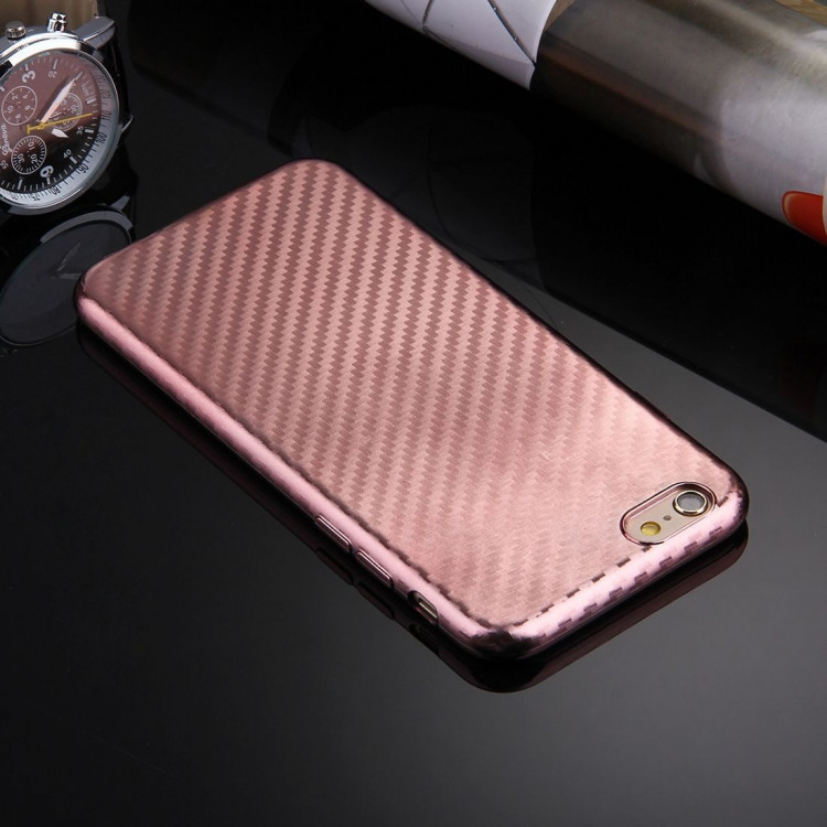 Чехол-накладка Artistic Carbon для iPhone 6 Plus / 6S Plus (розовое золото)