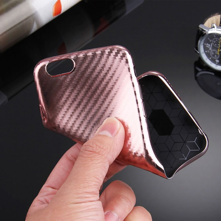 Чехол-накладка Artistic Carbon для iPhone 6 Plus / 6S Plus (розовое золото)