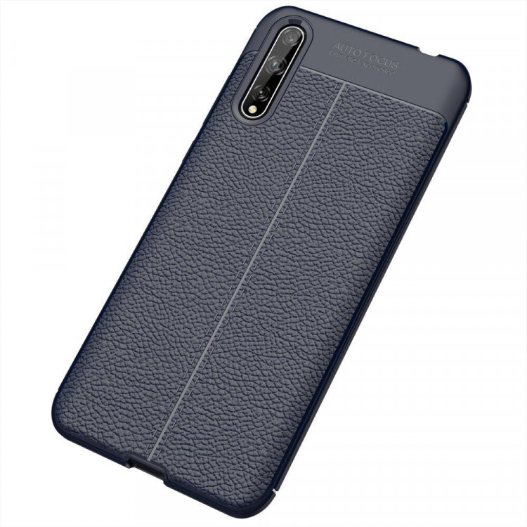 Чехол-накладка Litchi Grain для Huawei Y8p (темно-синий)