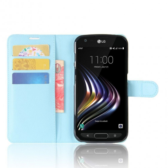Чехол с визитницей для LG X venture M710DS (голубой)