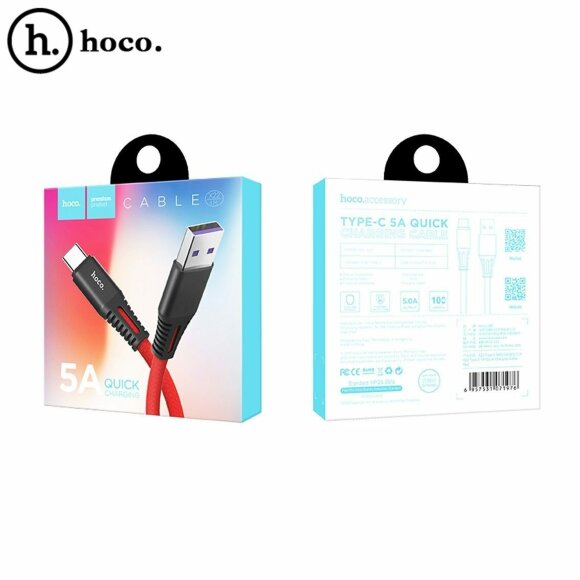 Кабель Quick Charge HOCO X22 USB QC3.0 + Type-C (красный)