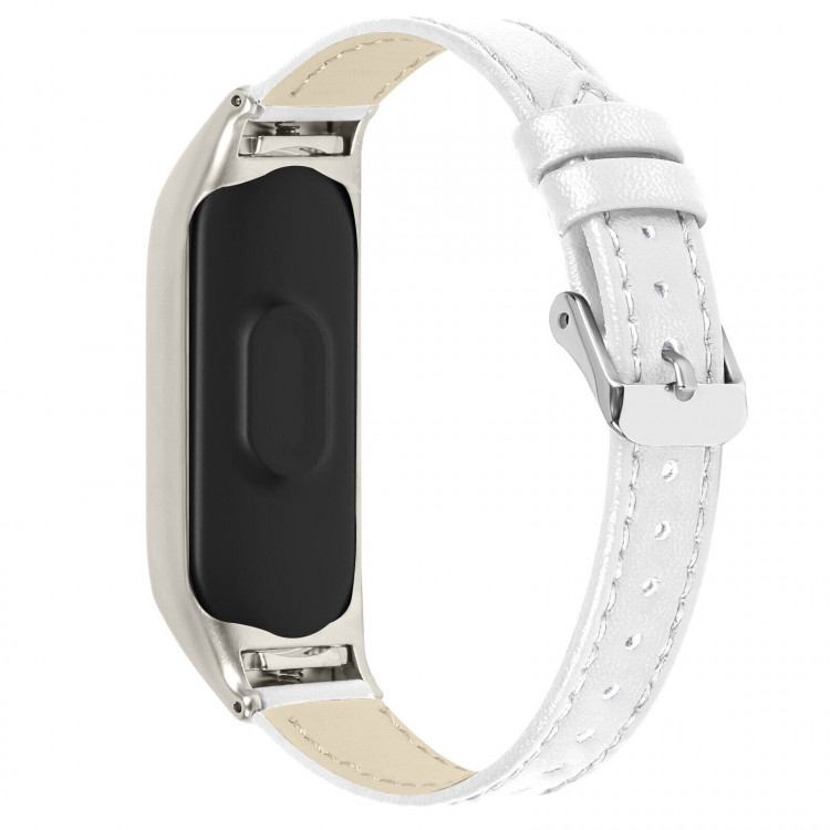 Кожаный ремешок для Xiaomi Mi Band 5 (белый)