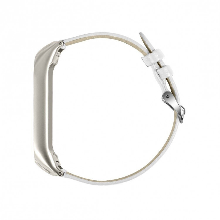 Кожаный ремешок для Xiaomi Mi Band 5 (белый)