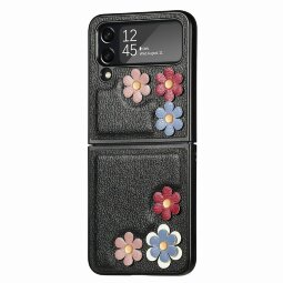 Чехол 3D Flower для Samsung Galaxy Z Flip 4 (черный)