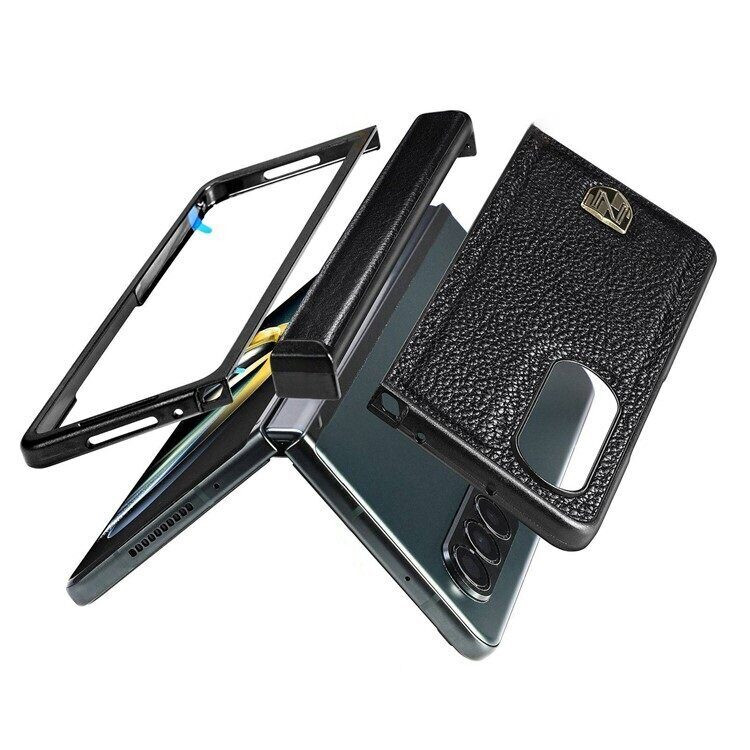Чехол из натуральной кожи для Samsung Galaxy Z Fold4 (черный)