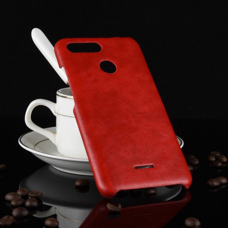 Чехол Litchi Texture для Xiaomi Redmi 6 (красный)