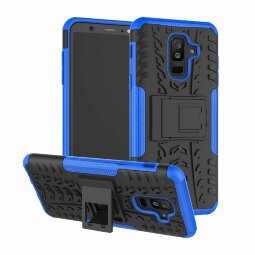 Чехол Hybrid Armor для Samsung Galaxy A6+ (Plus) (черный + голубой)