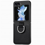 Кожаный чехол для Samsung Galaxy Z Flip6 (черный)