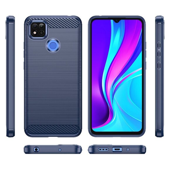 Чехол-накладка Carbon Fibre для Xiaomi Redmi 10A (темно-синий)