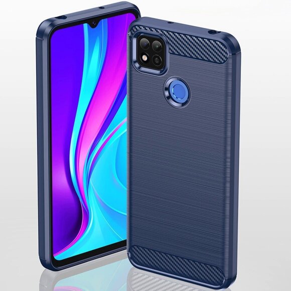 Чехол-накладка Carbon Fibre для Xiaomi Redmi 10A (темно-синий)